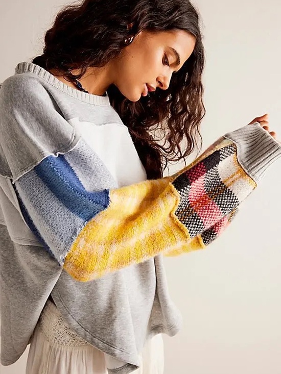 We The Free Tops - WE THE FREE • Easy on me pullover sweatshirt - patchwork - Small - free people